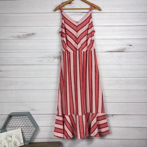 ECI New York Womens Midi Casual Color Block Stripe Linen Blend‎ Dress Sz 6 - Picture 1 of 9